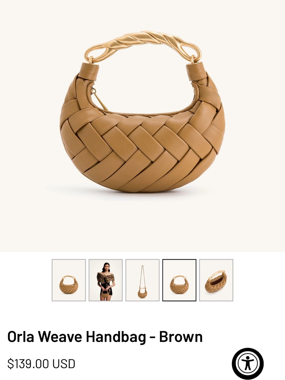 JW PEI - NWOT Orla Woven faux Leather gold Top-Handle Bag in Cognac Brown